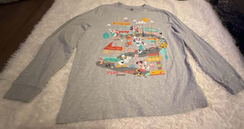 Disney‎ Parks Disneyland Play In The Park Heather Gray Long Sleeve T-Shirt